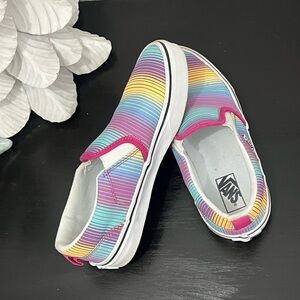Vans Kids' (Asher) Rainbow Stripe Slip-On Sneakers